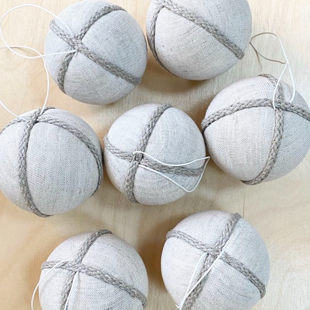 (Set of 15) European Linen 3” Ball Holiday Ornaments - Handmade in Latvia